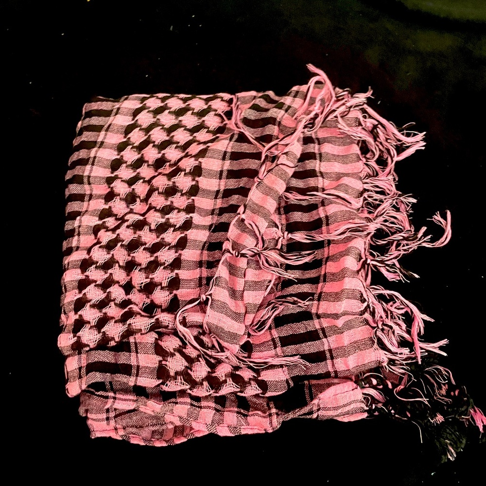 Pink and black checkered scarf